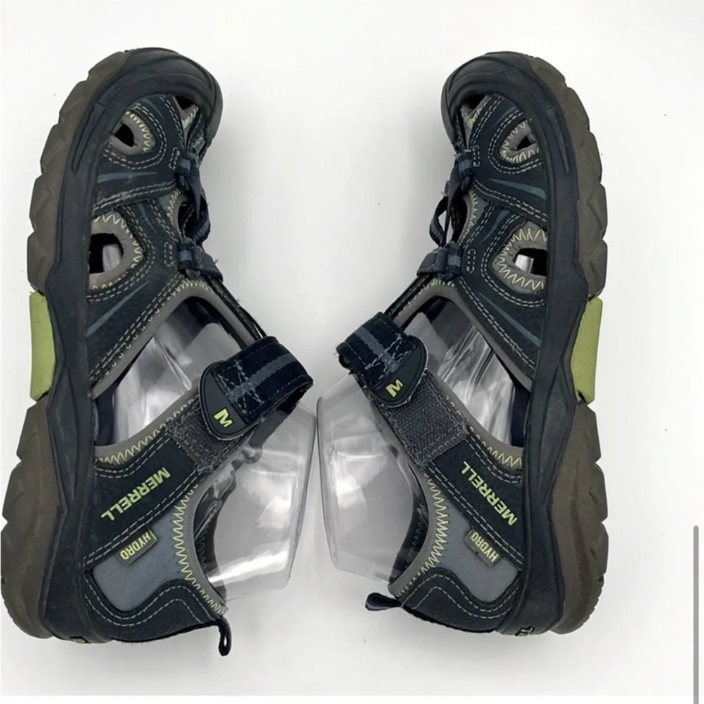 Merrell - Big Boy’s Hiker Navy &Green leather & textile water sandals shoes SZ 5